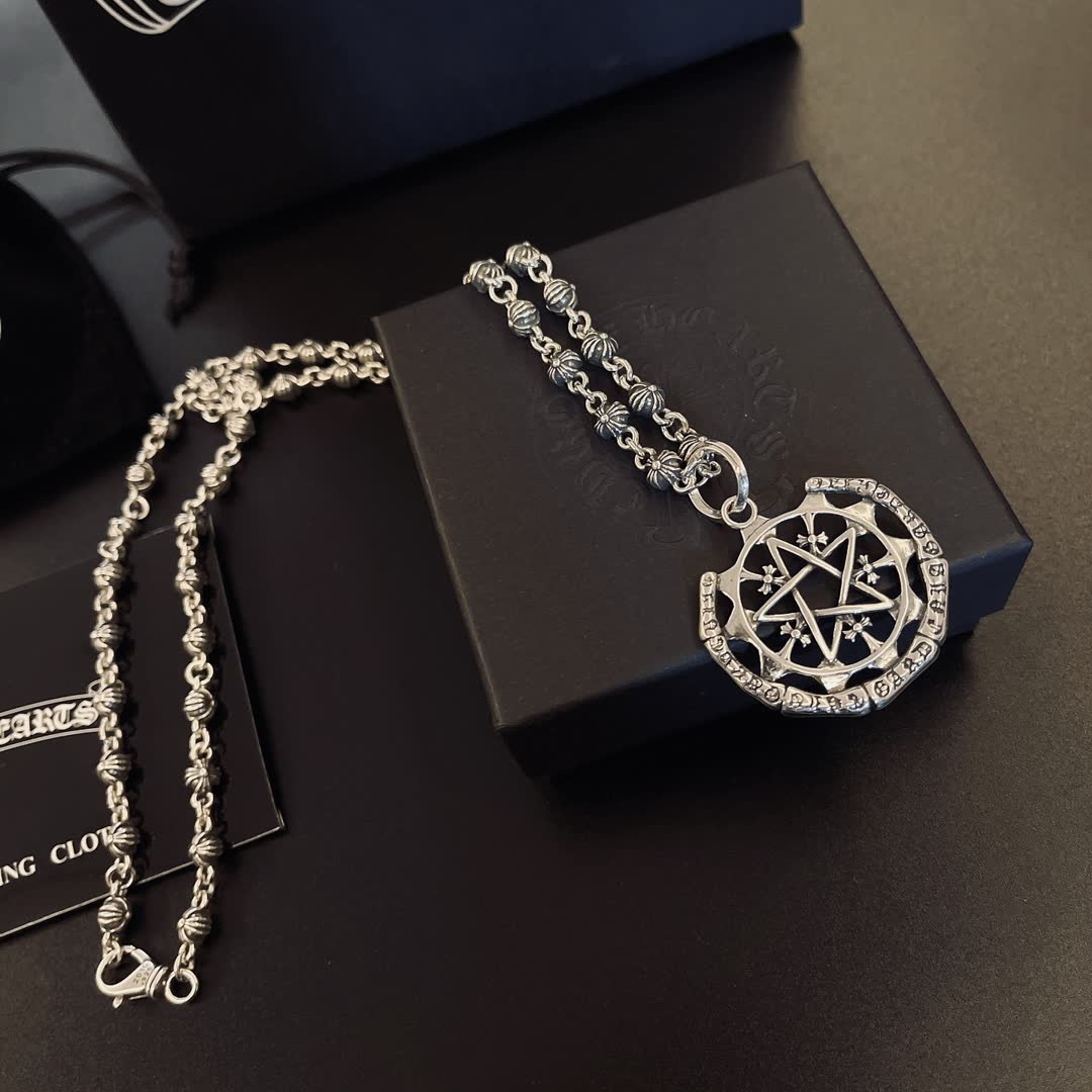 Chrome Hearts Silver Pentagram Pendant Necklace